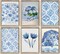 6Pcs Blue coastal Wall Art Flowers Aesthetic Wall Decor Pictures Trendy Minimalist Posters